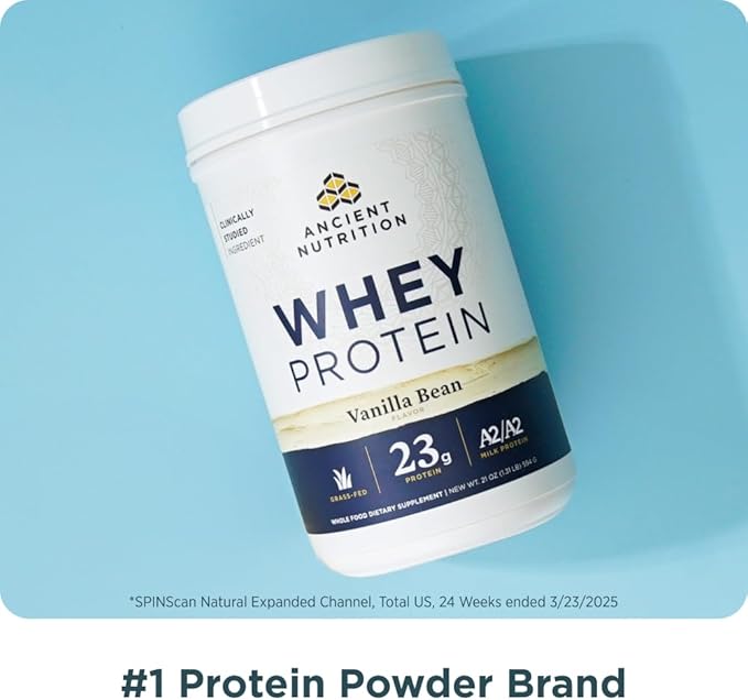 Ancient Nutrition Grass Fed Whey Protein, Chocolate Peanut Butter, 23g Protein, 18 Servings