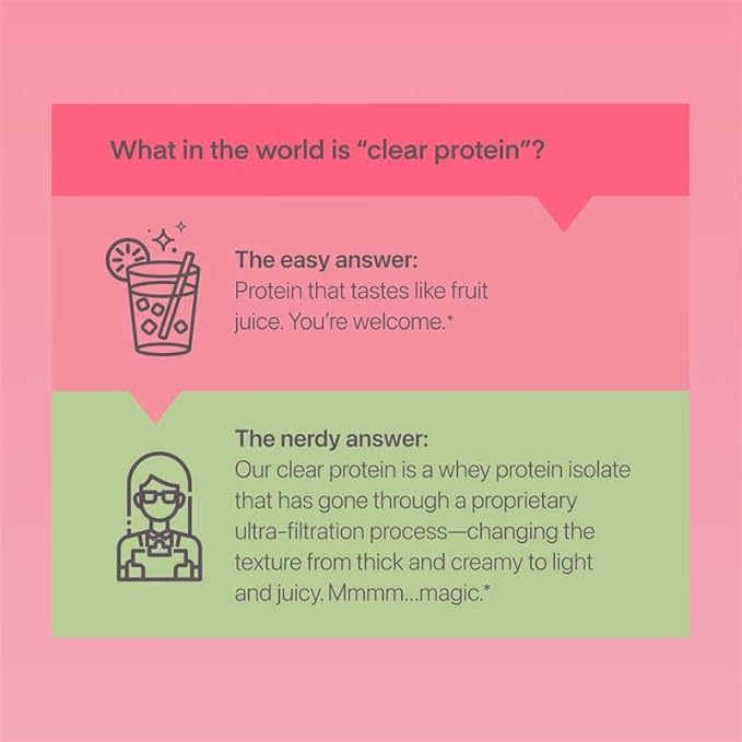 Clear Whey Isolate Protein Powder, Kiwi Strawberry, 20g Complete Protein per Serving, No Added