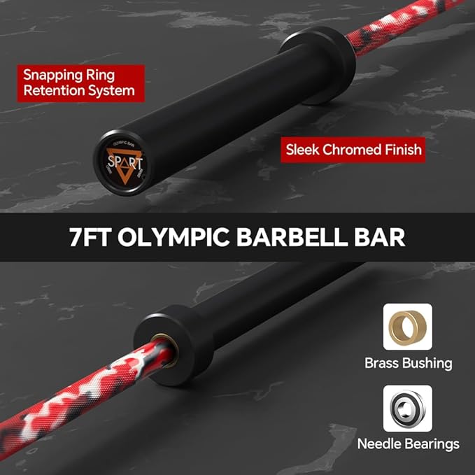 7FT Olympic Barbell Bar with Weight Plate Set Combo, Solid Olympic Bar with Bearings, 700Lbs