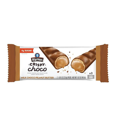 Rip Van Crispy Choco - Chocolate Coated Peanut Butter Wafer Bars - Low Sugar Fudge and Peanut