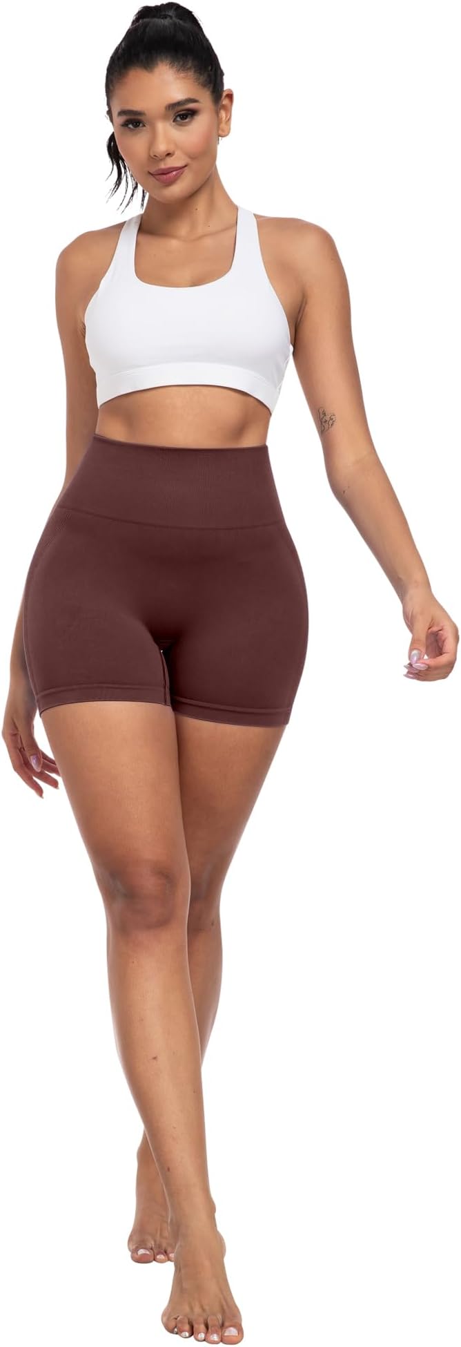 CHRLEISURE Women's 4 Packs Workout Gym Shorts, High Waisted Butt Lifting Scrunch Butt Seamless