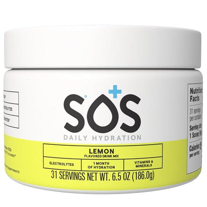SOS Hydration Electrolyte Drink Mix (31 Servings) – Low Sugar, 15 Calorie, Keto-Friendly & Rapid