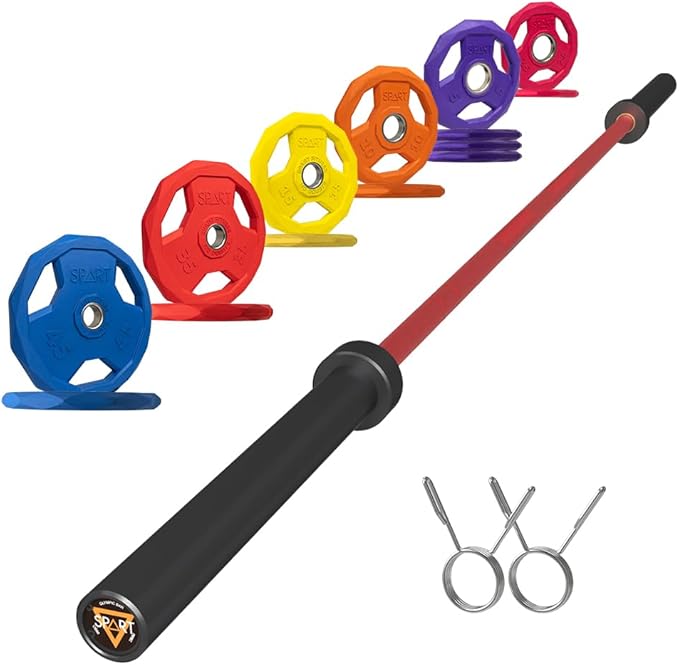 7FT Olympic Barbell Bar with Weight Plate Set Combo, Solid Olympic Bar with Bearings, 700Lbs