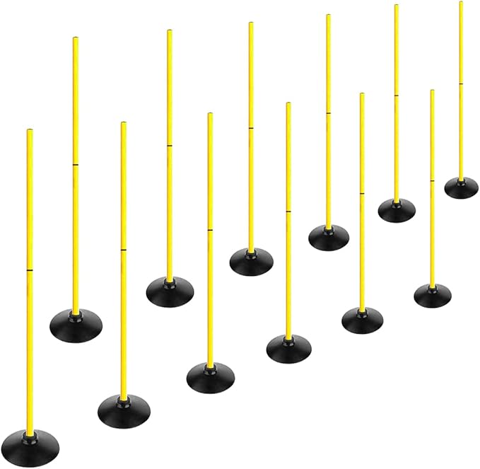 TNZMART 4.9FT Training Agility Poles Set Detachable Soccer Training Sticks Slalom Poles with 10