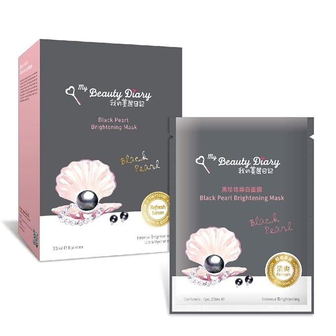 My Beauty Diary-Black Pearl Brightening Facial Mask, Intense Brightening and Ulta Hydrating, Rich