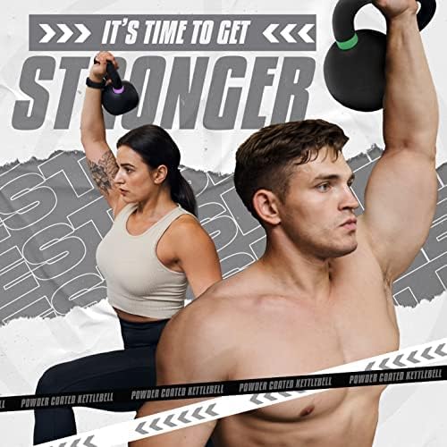 Yes4All Kettlebell, Heavy Duty Powder Coated Cast Iron Kettlebells, Non-Slip Handle & Flat Bottom