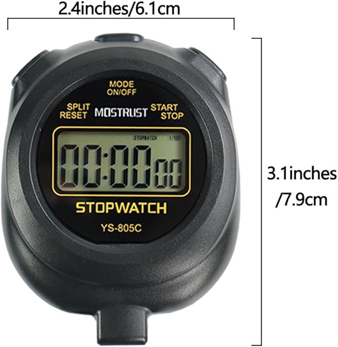 Digital Simple Stopwatch Timer, Single Lap Stopwatch Countdown Timer with On/Off, AAA