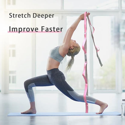 Stretching Strap Yoga Strap with Loops, Stretch Straps for Physical Therapy, Non-Elastic Exercise