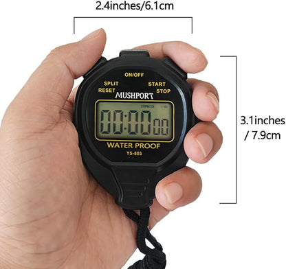 Waterproof Stopwatch Timer Only Stopwatch Mode, ON/Off Silent Simple Operation, Without Clock Date
