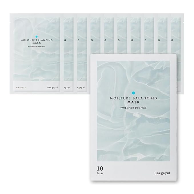 Moisture Balancing Sheet Mask 10EA - Hydrating & Soothing Facial Mask with Hyaluronic Acid, Glow