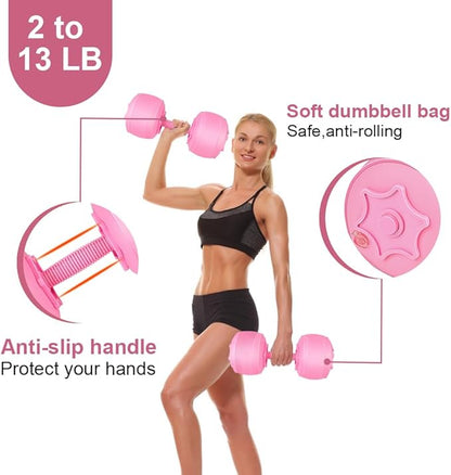 Water Filled Dumbbells Set - Water Filled Weights - Portable Travel Weights - Weights Adjustable