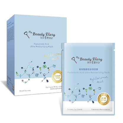 My Beauty Diary-Hyaluronic Acid Ultra Moisturizing Facial Mask, Instant Hydrating Water Type