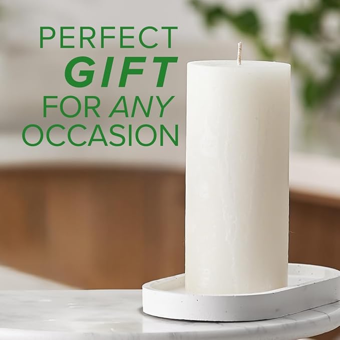 Simply Soson 3x6 inch Ivory Rustic Eucalyptus and Sage Pillar Scented Candle - 1 Piece - for Home