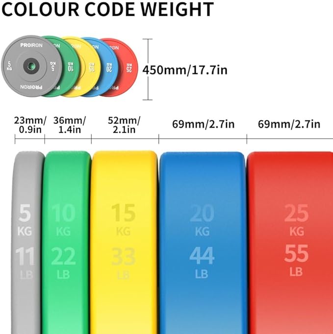 PROIRON Olympic Rubber Bumper Plates,Floor Protective Weight Plates,2" Solid Weight Plates for