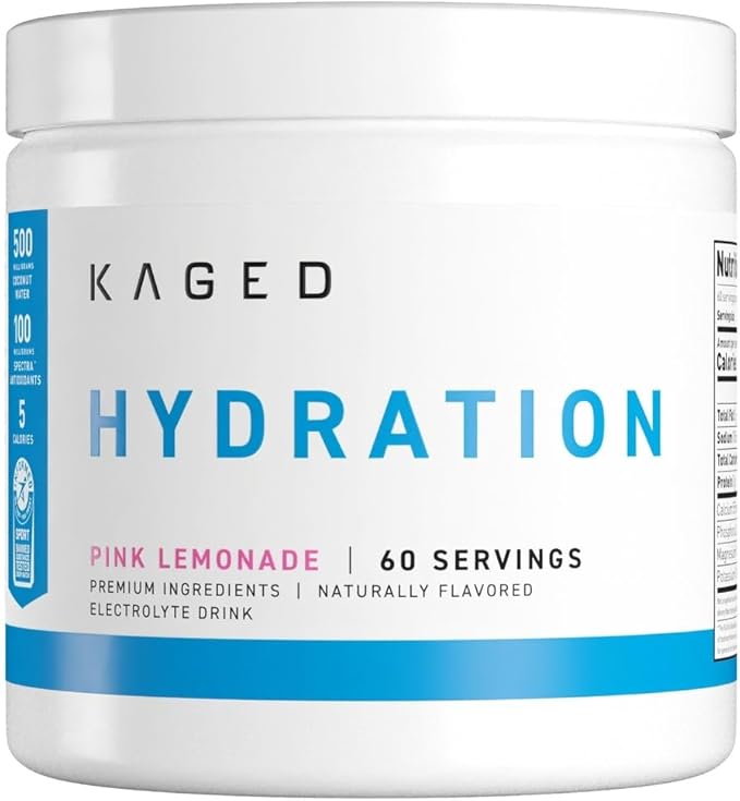 Kaged Electrolyte Hydration Powder Hydracharge Pink Lemonade Sports Drink for Men and Women Pre