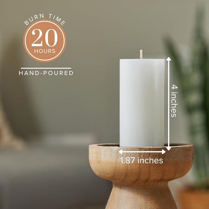 Simply Soson 2x4 inch White Pillar Candles Set of 10, Smooth Texture, Unscented White Candles