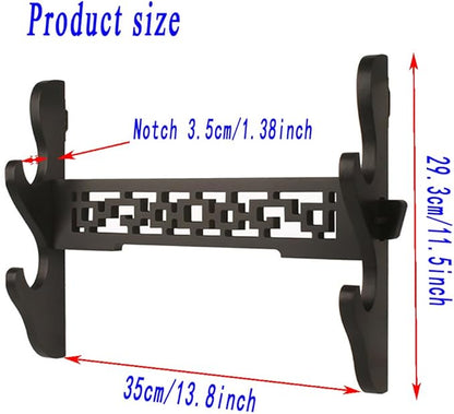 Katana Wall Mount Samurai Sword Display Hanger Lightsaber Holder, Wood Flute Stand Martial Arts