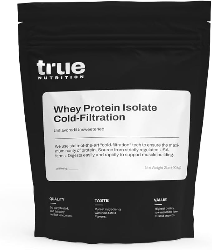 True Nutrition Whey Protein Isolate Cold-Filtration - 100% Whey Protein Powder - 27g Protein per