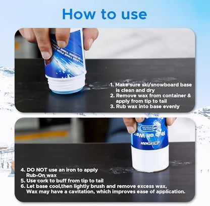 XCMAN Rub on Quick Wax for Ski/Snowboard/Nordic/Cross-Country with Easy cork applicator 70g