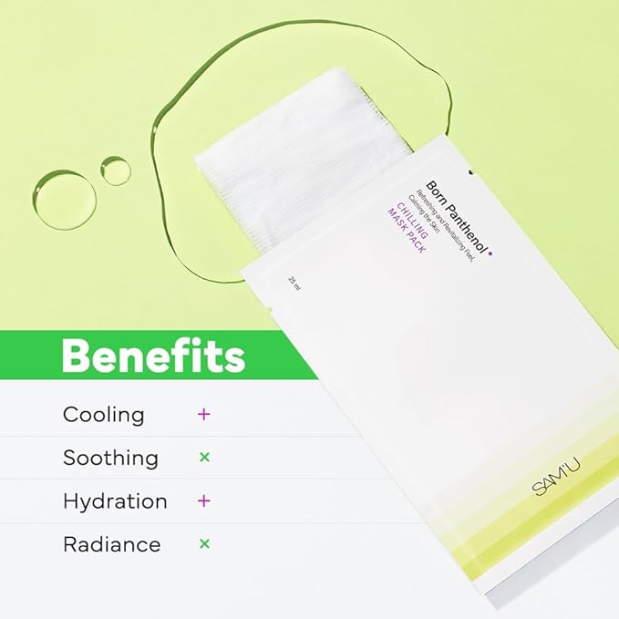 SAM'U Born Panthenol Chilling Mask ??Korean Facial Sheet Mask with Birch Sap & Xylitol for Deep