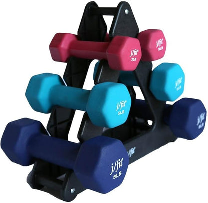 JFIT Dumbbell Pairs or Sets – Neoprene & Vinyl Coated Hand Weights for Home Gym, Strength Training