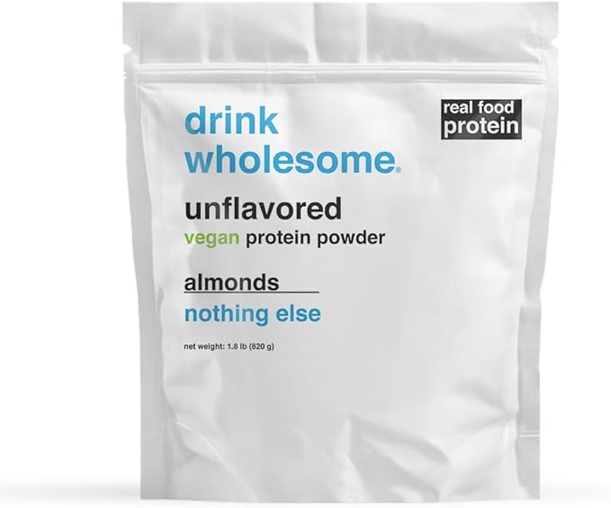 drink wholesome Vegan Unflavored Almond Protein Powder | for Sensitive Stomachs | Additive & Dairy