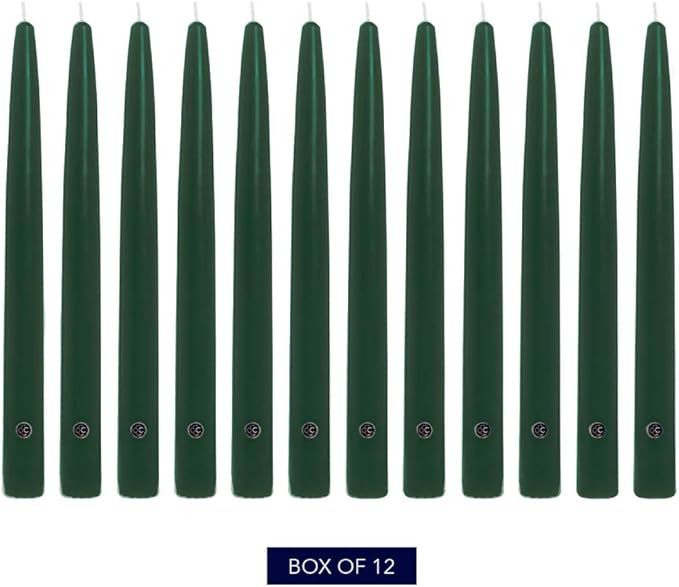 Colonial Candle Unscented Taper Candle, Handipt Collection, Evergreen, 12 in, Pack of 12 - Up to 10