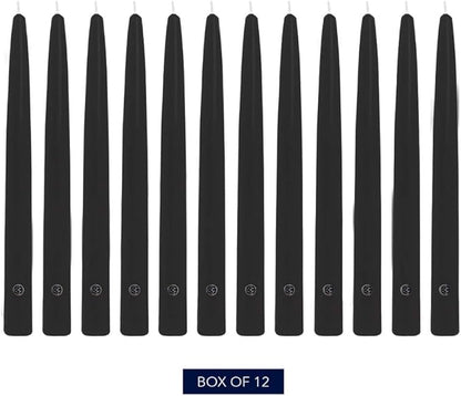 Colonial Candle Unscented Taper Candle, Handipt Collection, Black, 10 in, Pack of 12 - Up to 8