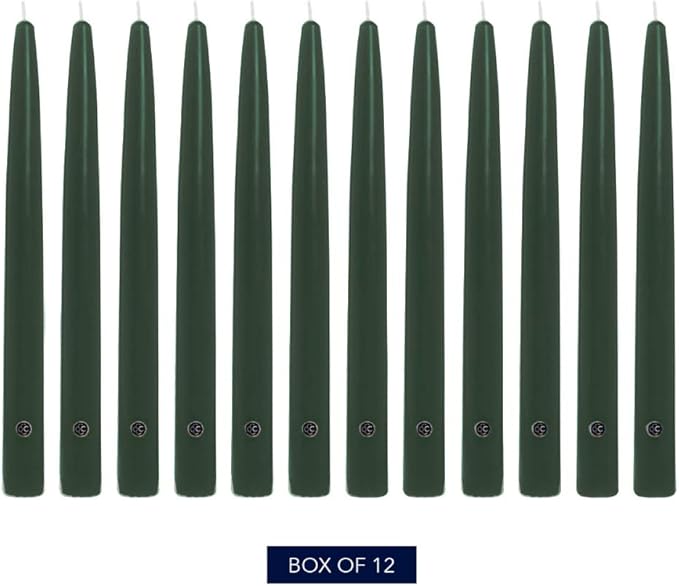 Colonial Candle Unscented Taper Candle, Handipt Collection, Evergreen, 10 in, Pack of 12 - Up to 8