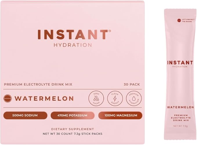 Instant Hydration Electrolytes Powder Packets - Watermelon Electrolyte Drink Mix - Zero Sugar