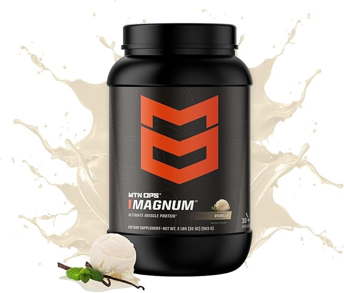 MTN OPS Magnum Vanilla Protein Powder, 23g of Whey Isolate Protein & Milk Protein with BCAAs, Zero