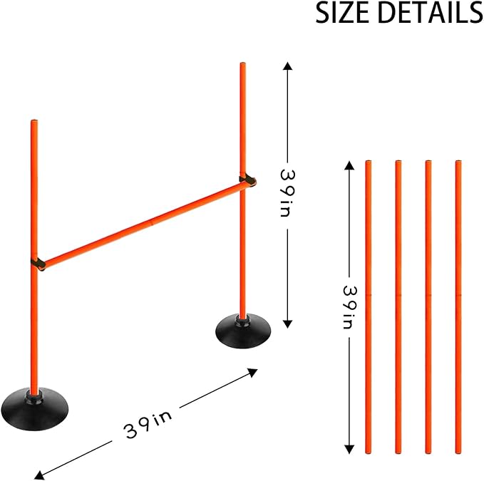 Orange Adjustable Height Agility Hurdle Set Multi-Function Soccer Trainning Pole Set Coaching