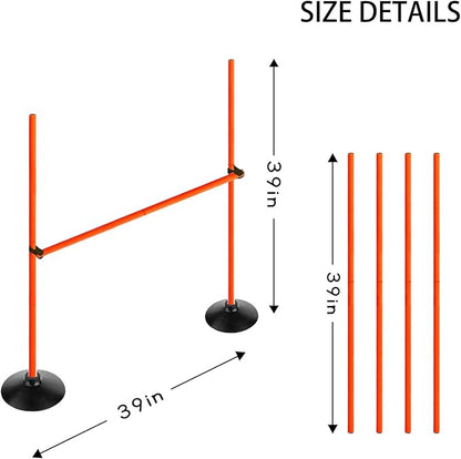 Orange Adjustable Height Agility Hurdle Set Multi-Function Soccer Trainning Pole Set Coaching