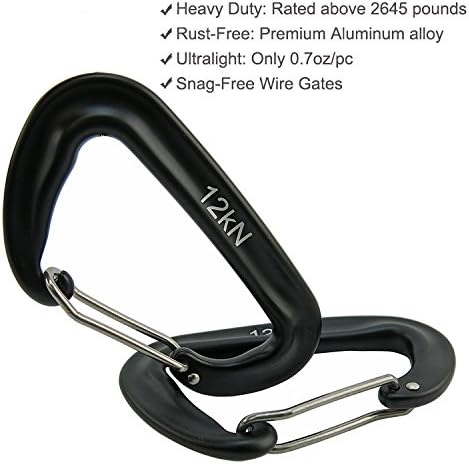 12kN 3.2"x2" Heavy-Duty Carabiner Clips - Durable, Lightweight Aluminum Alloy Carabiners for
