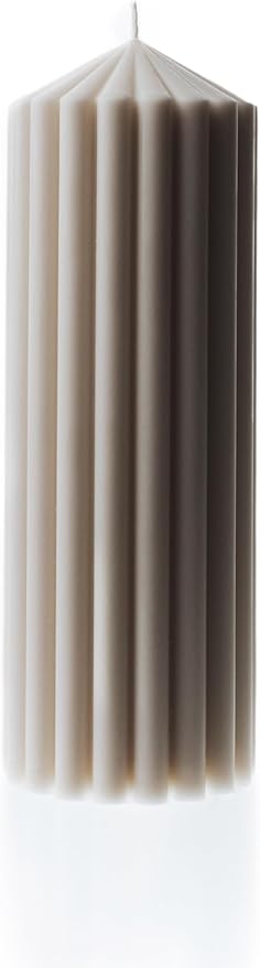 LAWA Ribbed Peak Pillar Candle - Large Beautiful Handmade Pillar Scented Soy Wax Candle Elegant