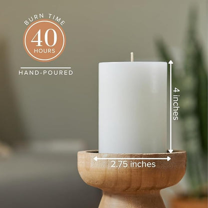 Simply Soson 3x4 inch White Pillar Candles Set of 6, Smooth Texture, Unscented White Candles