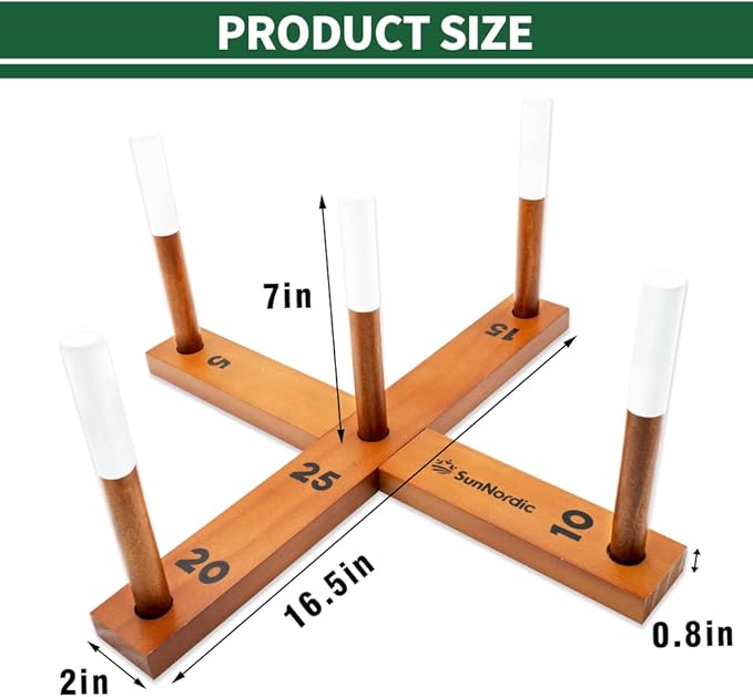 Wooden Ring Toss Game Set, Backyard Beach Camping Game with Toss Rings & Portable Carrying Bag