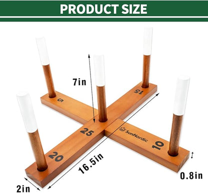 Wooden Ring Toss Game Set, Backyard Beach Camping Game with Toss Rings & Portable Carrying Bag