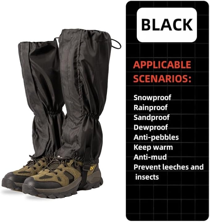 Leg Gaiters, Waterproof,Lightweight and Adjustable, Snow Boot Gaiters, for Men and Women Hiking