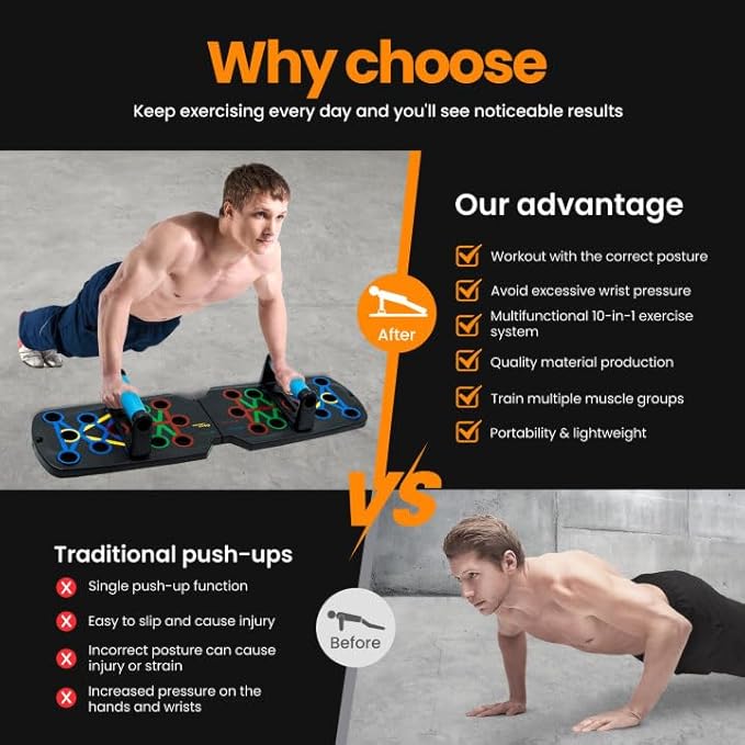 Push Up Board Fitness, Portable Dismountable 17 in 1 Push Up Bar at Home Gym, Multi-functional