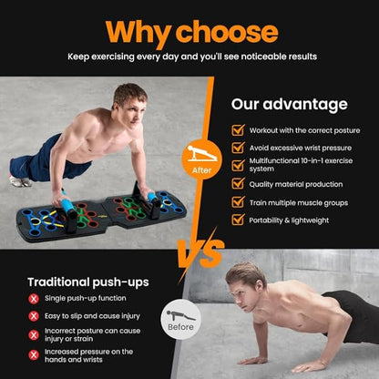 Push Up Board Fitness, Portable Dismountable 17 in 1 Push Up Bar at Home Gym, Multi-functional