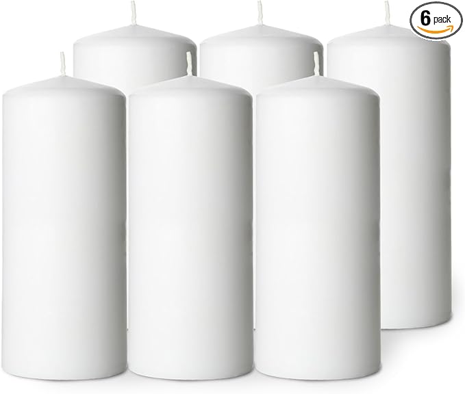 Unscented White Pillar Candle Bulk 3x6, 6 Pack, Long Lasting 70 Hour Burn, Wax Pillar Candles for