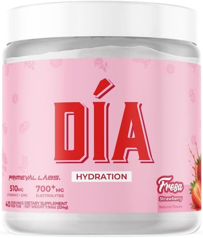 Primeval Labs Dia Hydration Electrolyte Powder | Vitamin C + Zinc, Taurine & Electrolytes | Low