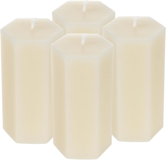 4PCS Hexagon Beeswax Pillar Candles,Large Handmade Pure Beeswax Candle,Unscented Smokelessï¼? *