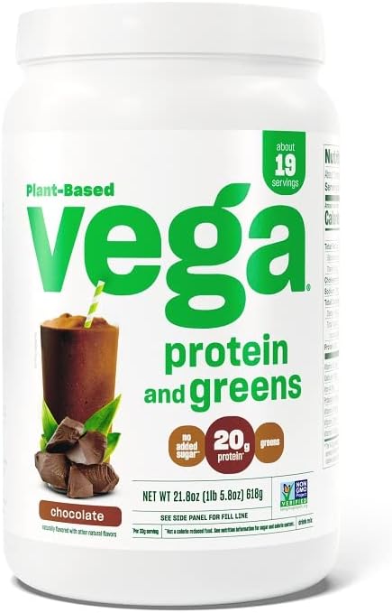 Vega Protein and Greens Protein Powder Chocolate (19 Servings) - 20g Plant Based Protein Plus