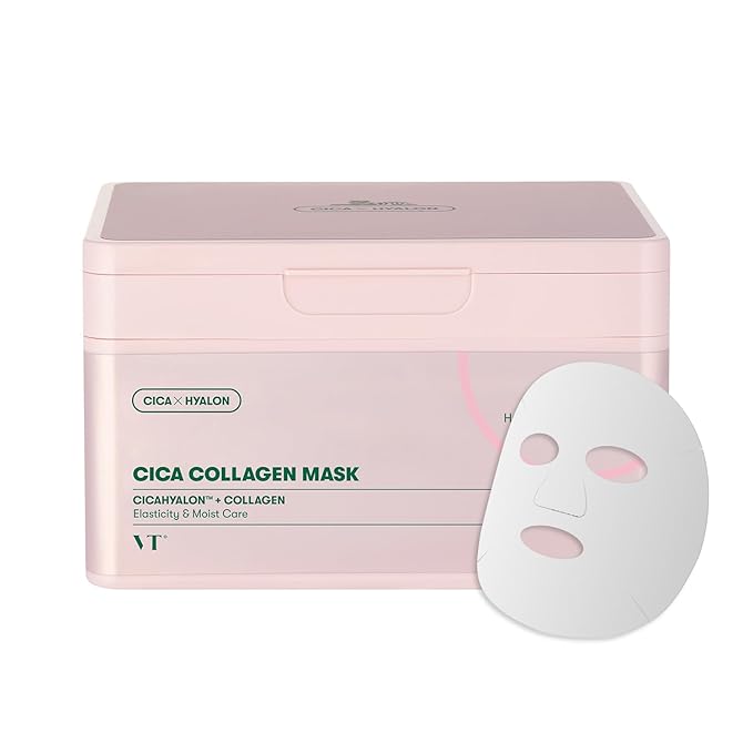 VT COSMETICS CICA Collagen Daily Mask 30 Sheets, 300Da Low Molecular Collagen for Skin Elasticity