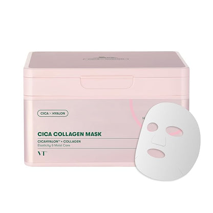 VT COSMETICS CICA Collagen Daily Mask 30 Sheets, 300Da Low Molecular Collagen for Skin Elasticity