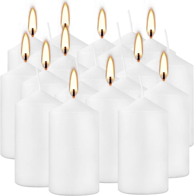 2"x4" High White Pillar Candles, Set of 20 Unscented. Bulk Buy. Ideal for Halloween, Wedding