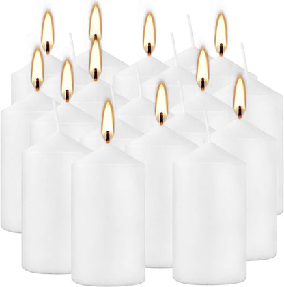 2"x4" High White Pillar Candles, Set of 20 Unscented. Bulk Buy. Ideal for Halloween, Wedding