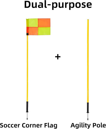 Soccer Corner Flags Set of 4 for Soccer Field, Adjustable Spring Loaded Soccer Flags Agility